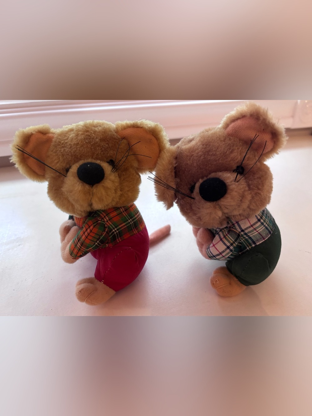 Pair of Plush Mice in Plaid Shirts Toy